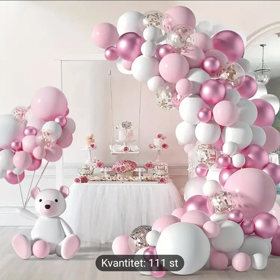 111 st ballong set rosa