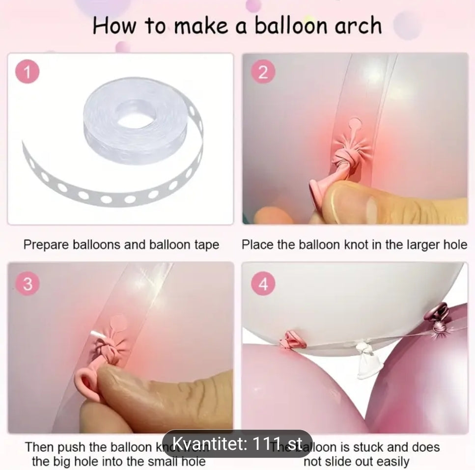111 st ballong set rosa