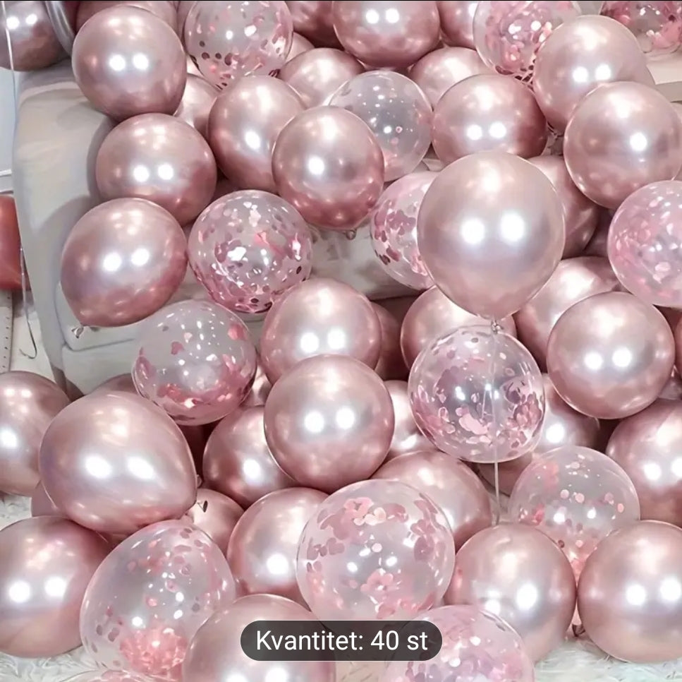 40 st ballong ser rosa
