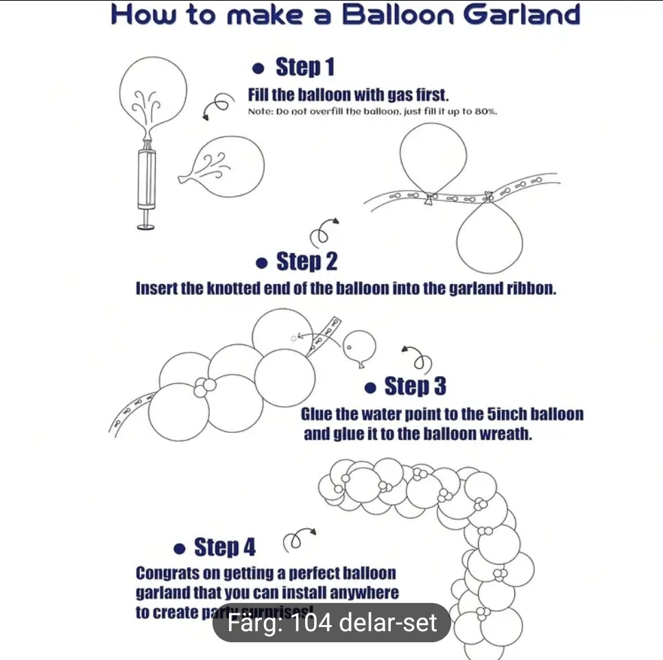 104 st guld svart ballong set