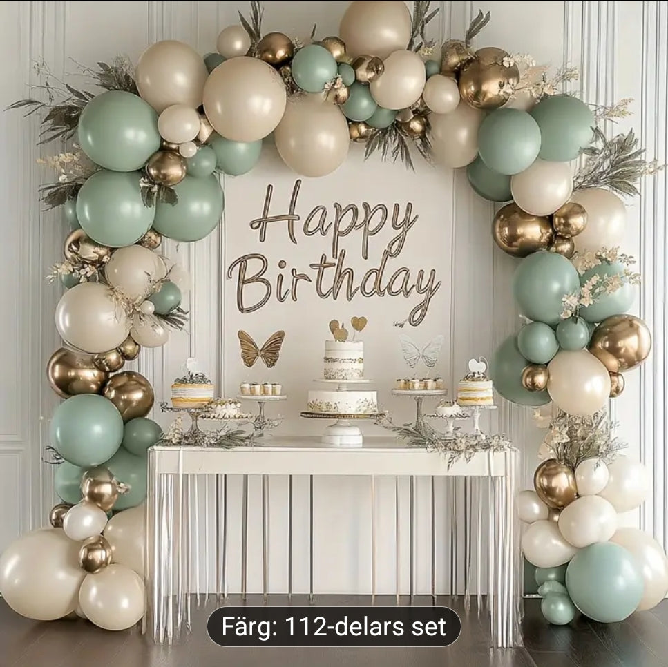 112 beige mintgrön ballong set
