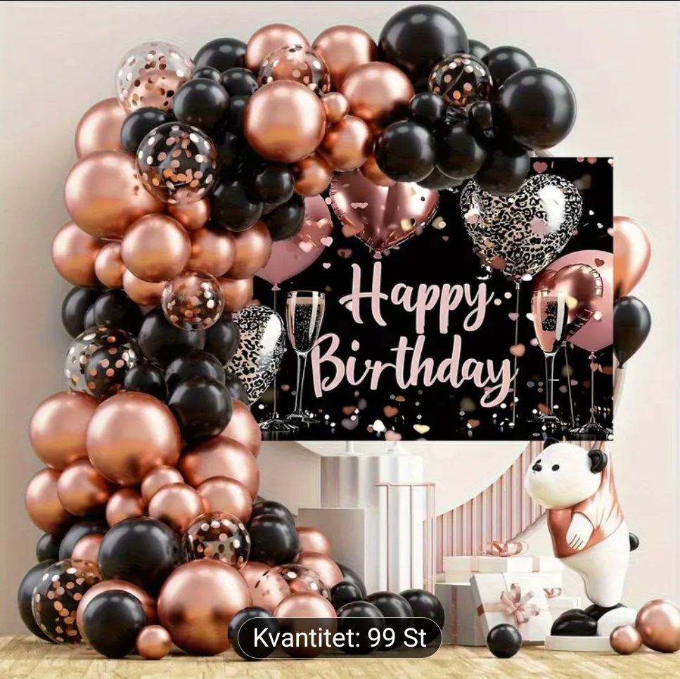 Svart rosa ballongset