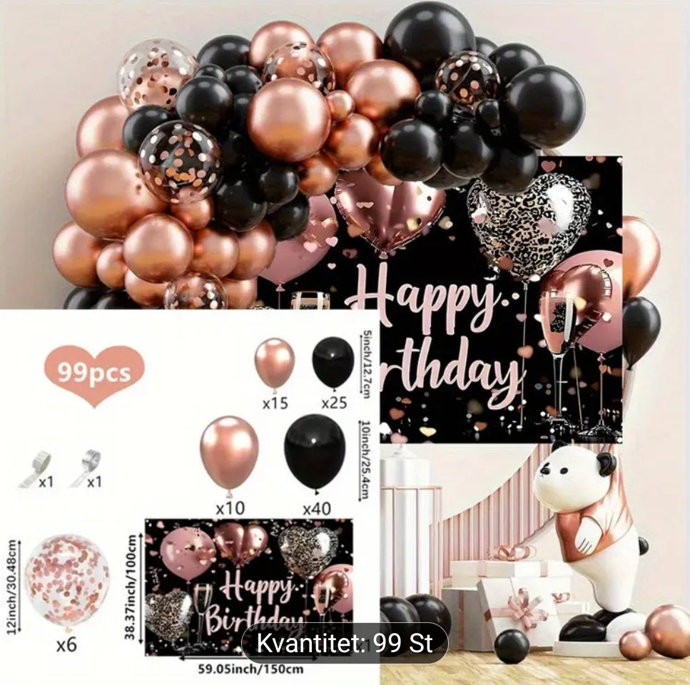 Svart rosa ballongset